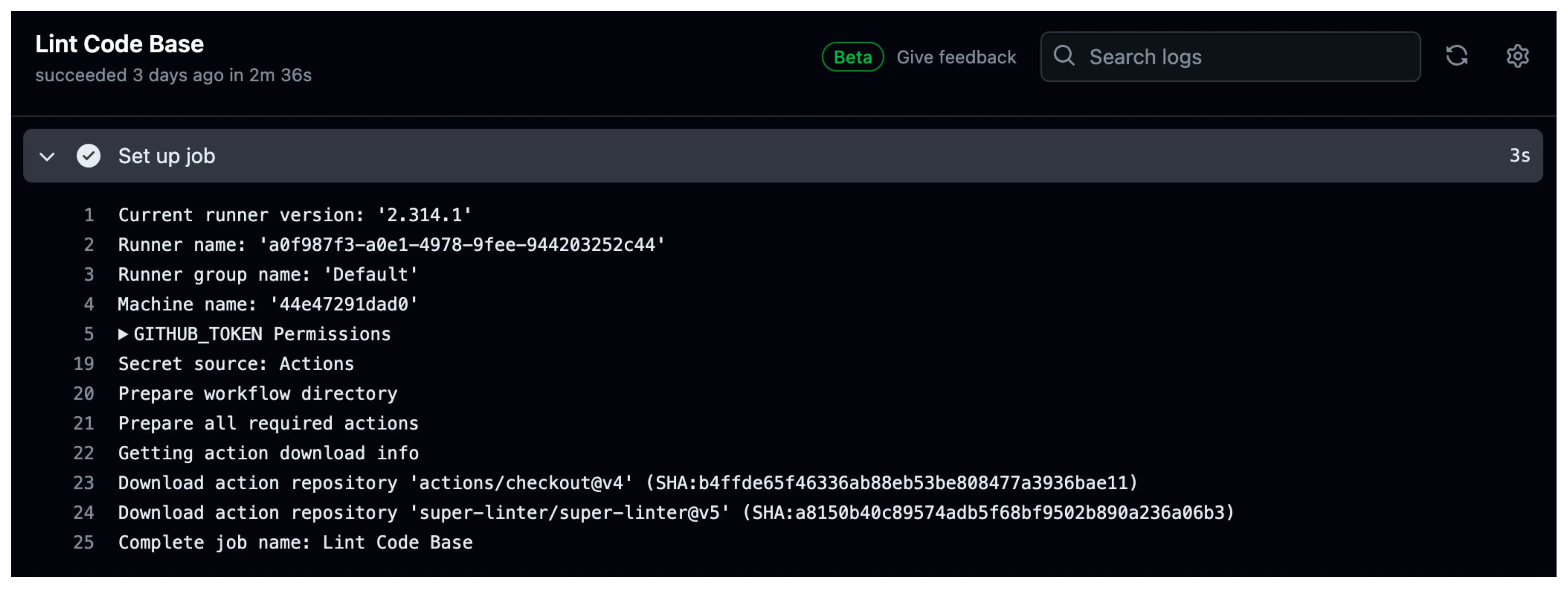 github-actions Job Output